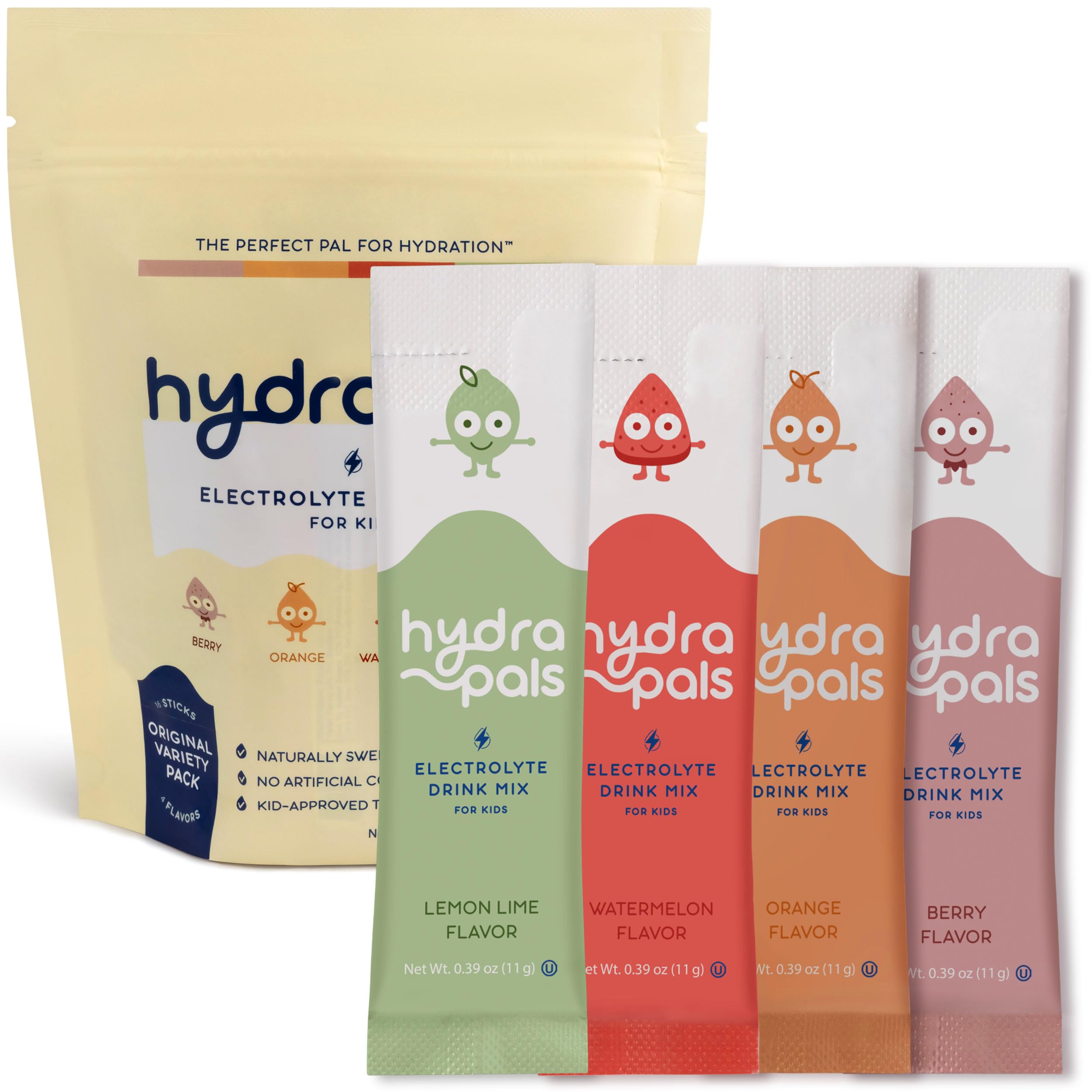 HydraPals pack frontal mostrando los 16 sobres y conveniencia