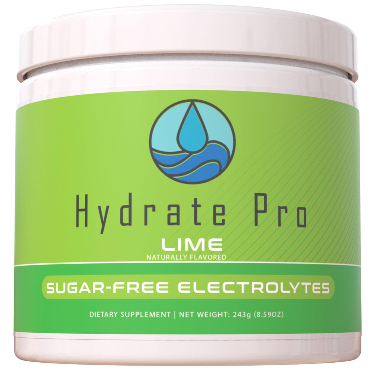 Hydrate Pro envase frontal mostrando 45 porciones y beneficios