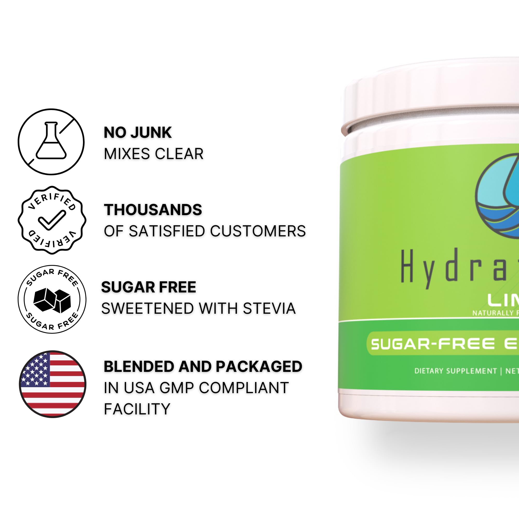 Hydrate Pro cucharada y botella para comparar tamaño y porción