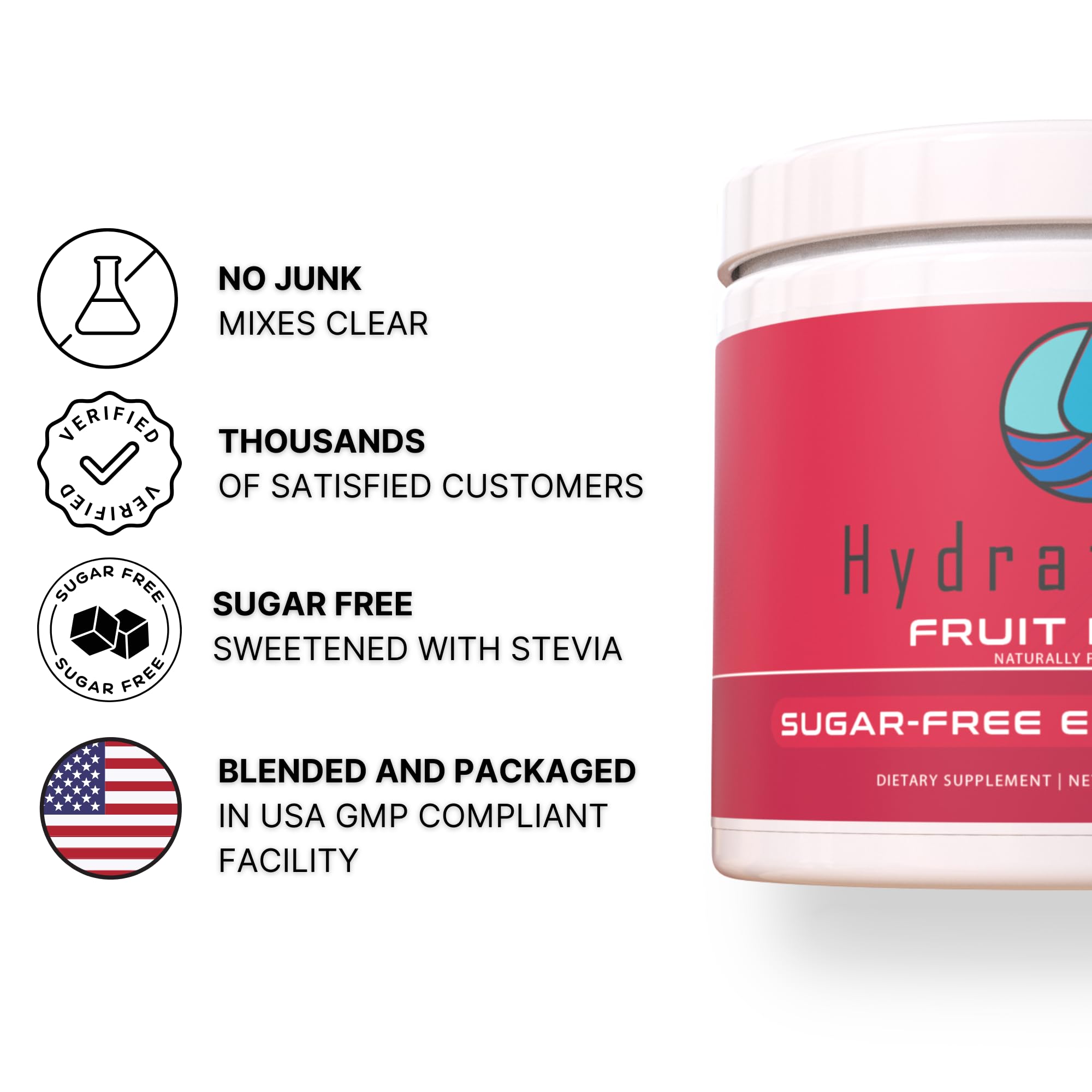 Hydrate Pro contenedor con contador visual de 45 porciones y ahorro