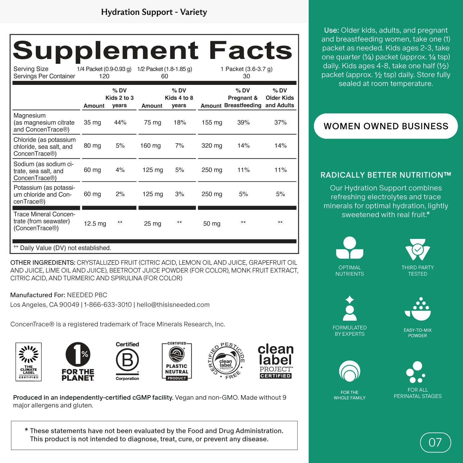Hydration Support sobre disolviéndose en agua, rehidratación rápida