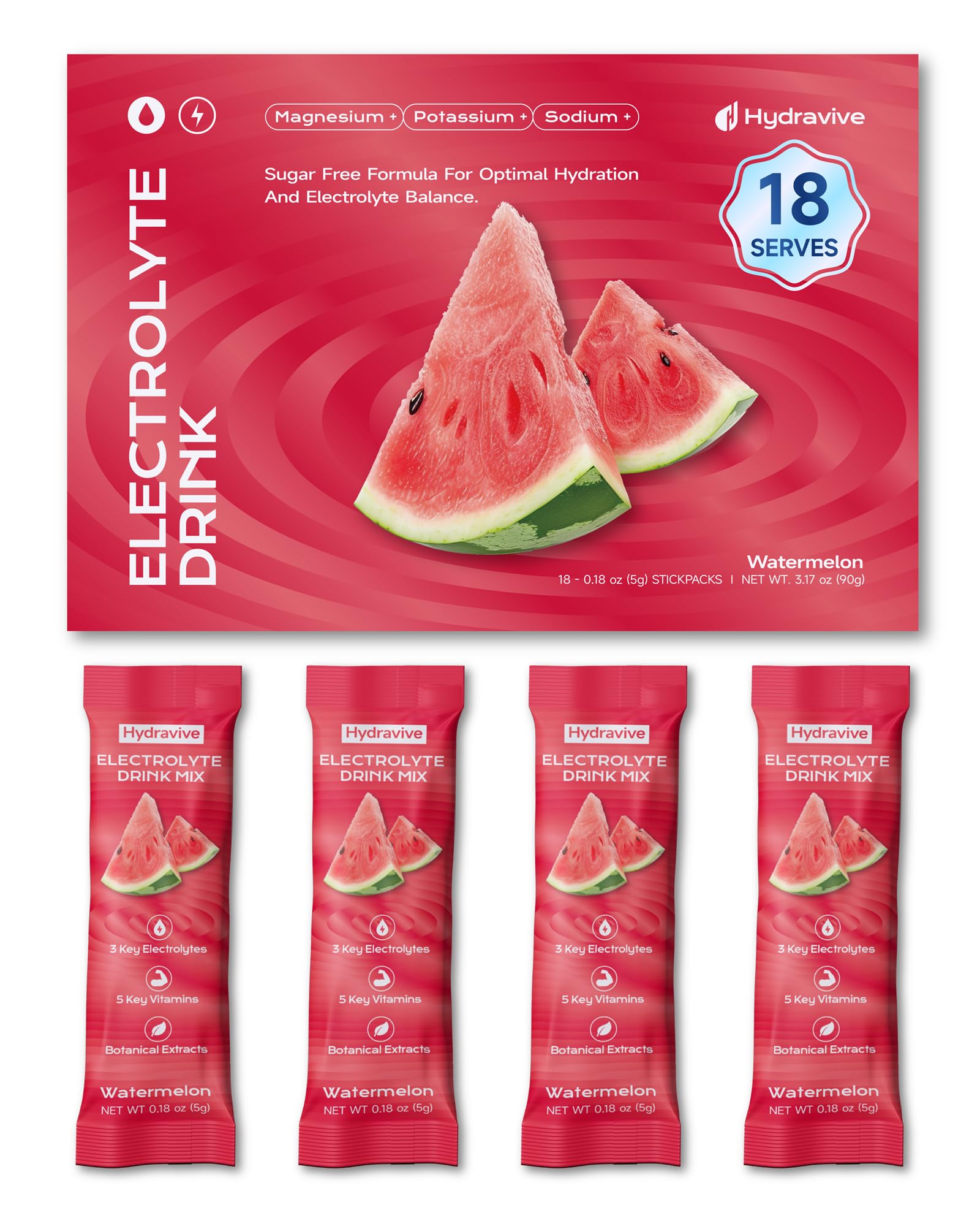 Hydravive empaque frontal Watermelon mostrando diseño y beneficio portátil