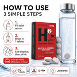 HYDRO HYDROGEN TABLETS efervescencia en vaso mostrando generación de nanoburbujas