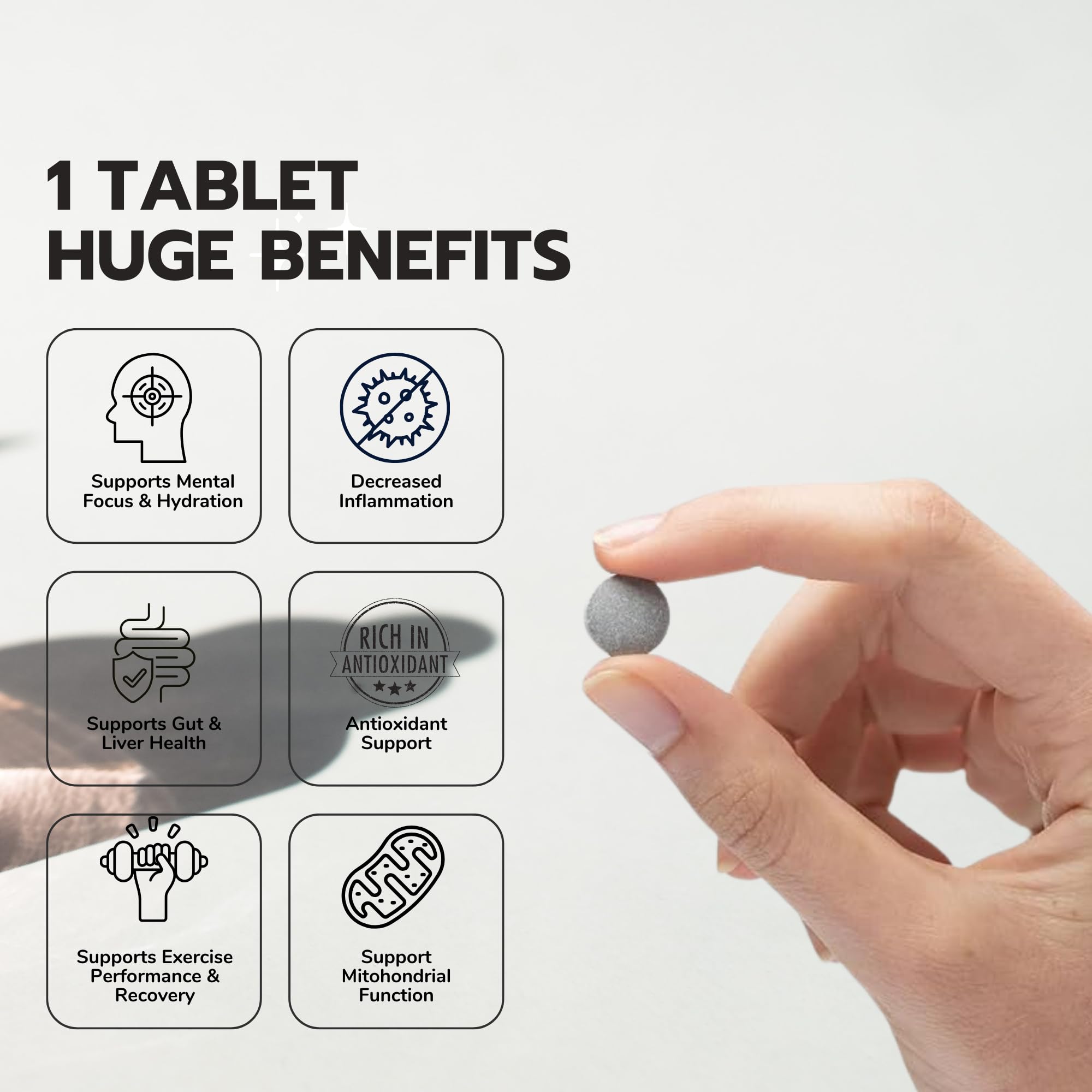 HYDRO HYDROGEN TABLETS uso en escritorio de oficina, preparación rápida y práctica