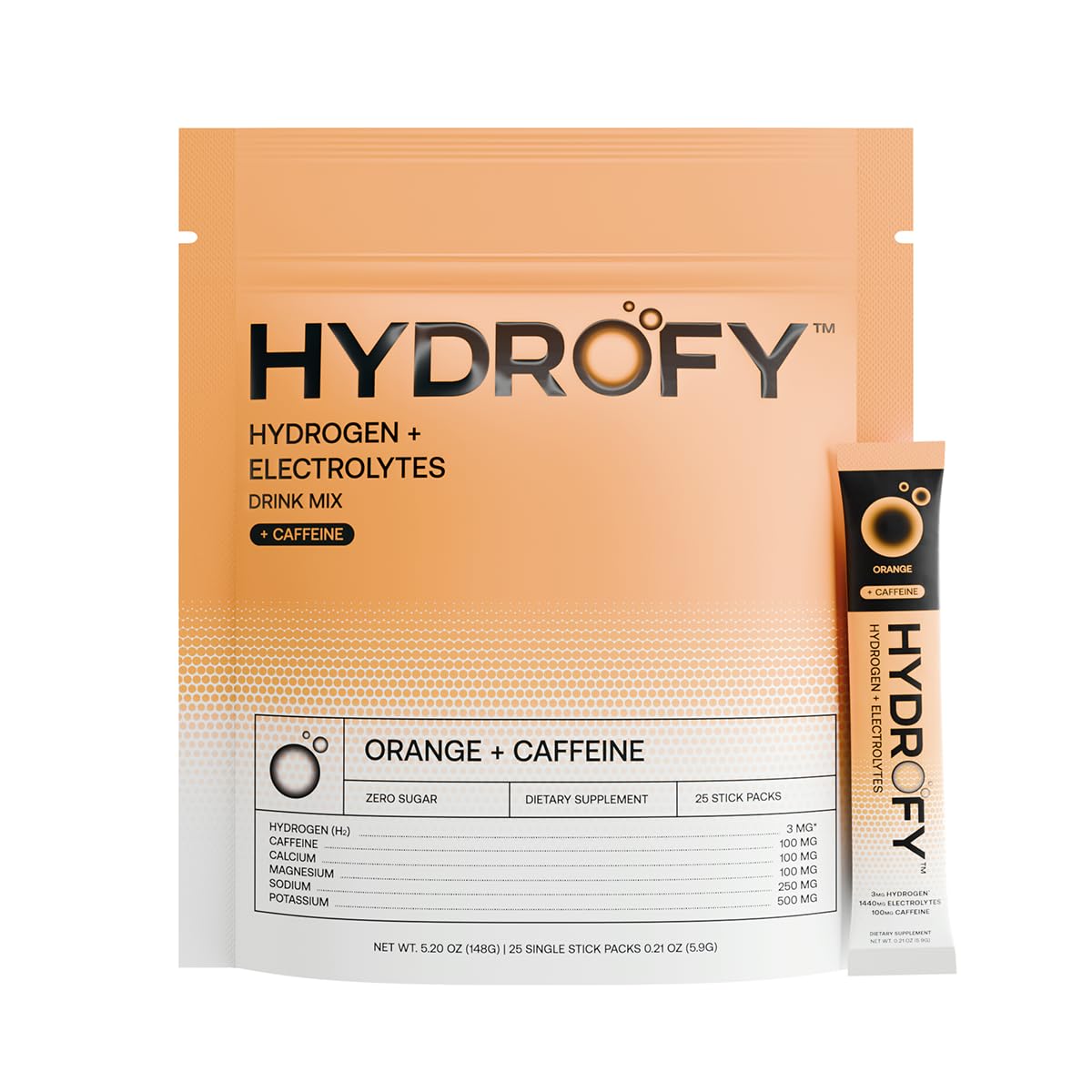Hydrofy envase frontal 25 sobres mostrando el diseño y conveniencia