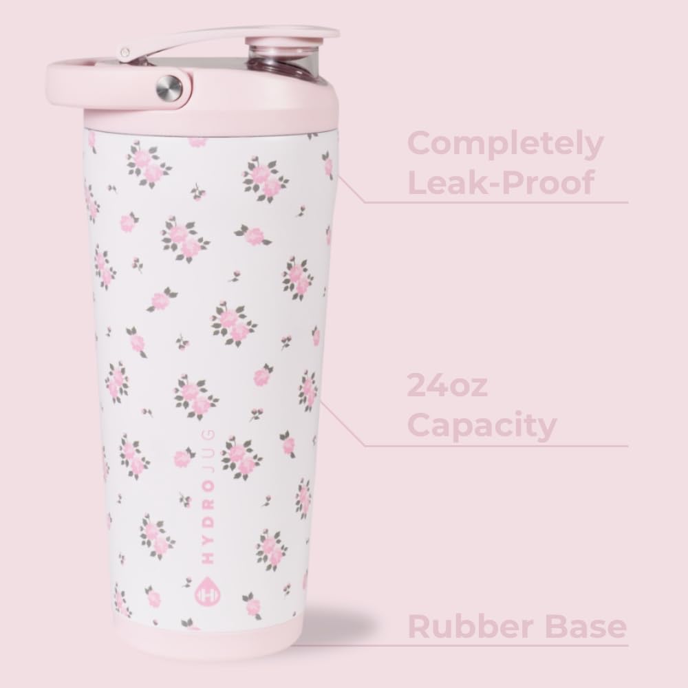 HydroJug comparativa de tamaño 24 oz junto a objetos, capacidad práctica