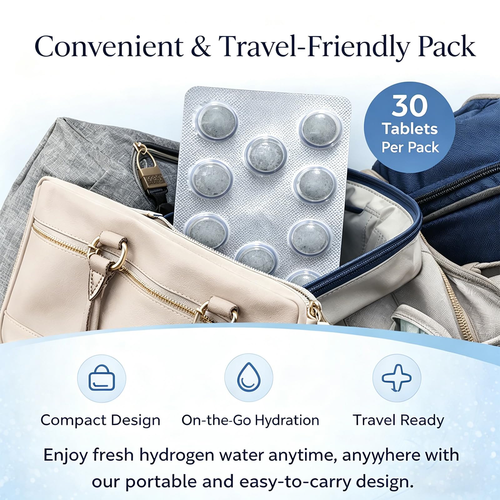 HydroLabs pack de viaje compacto en mochila, ideal para desplazamientos