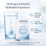 HydroLabs tableta efervescente en agua liberando gas, preparación rápida