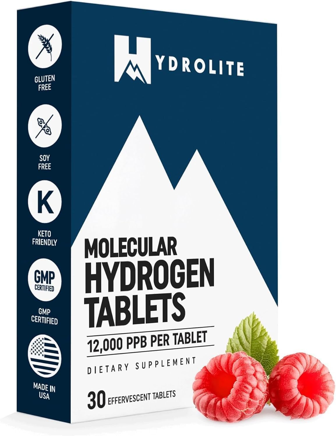 HydroLite frente del empaque mostrando 30 tabletas y beneficios claros