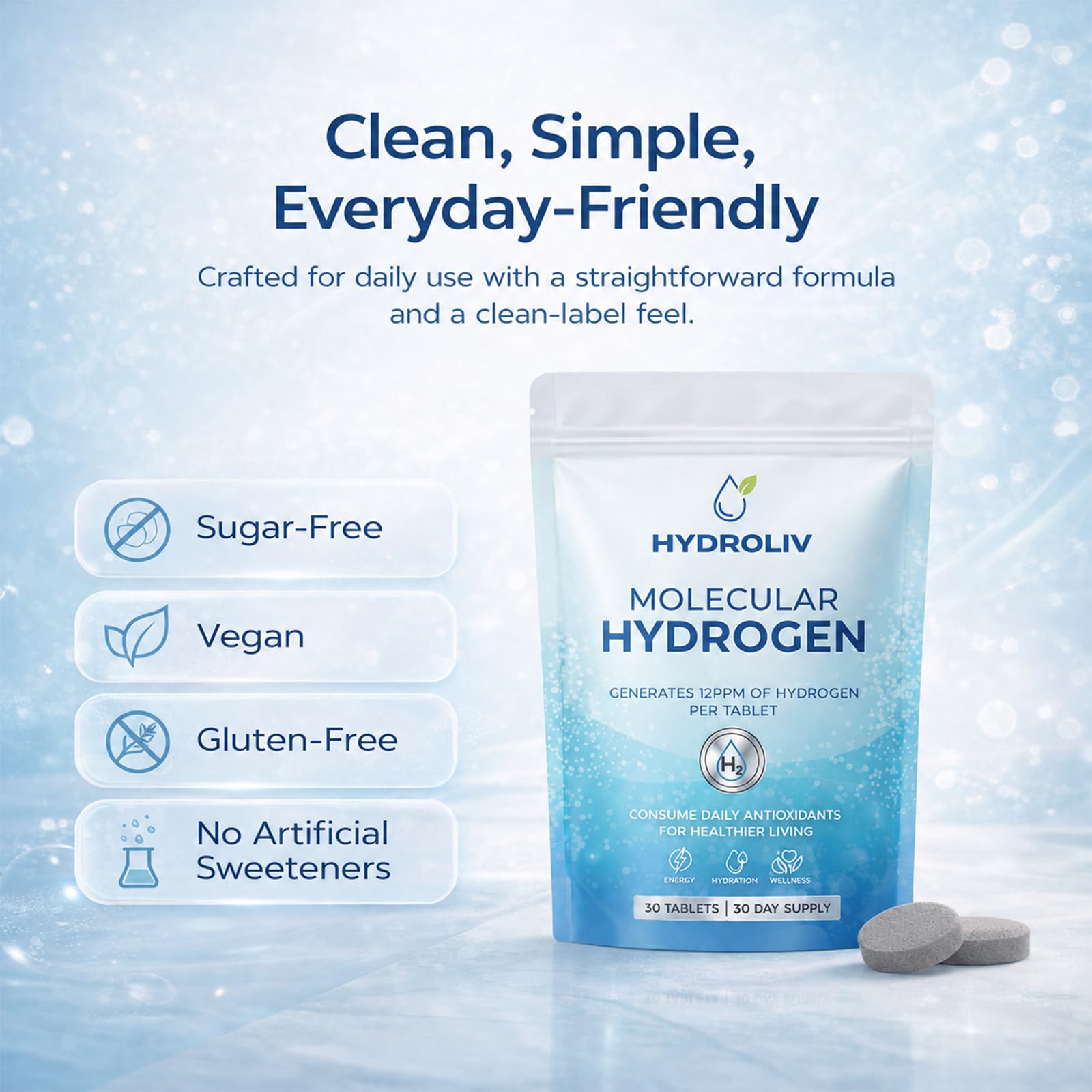 Hydroliv agua con apariencia turbia tras disolución, señal de fórmula activa