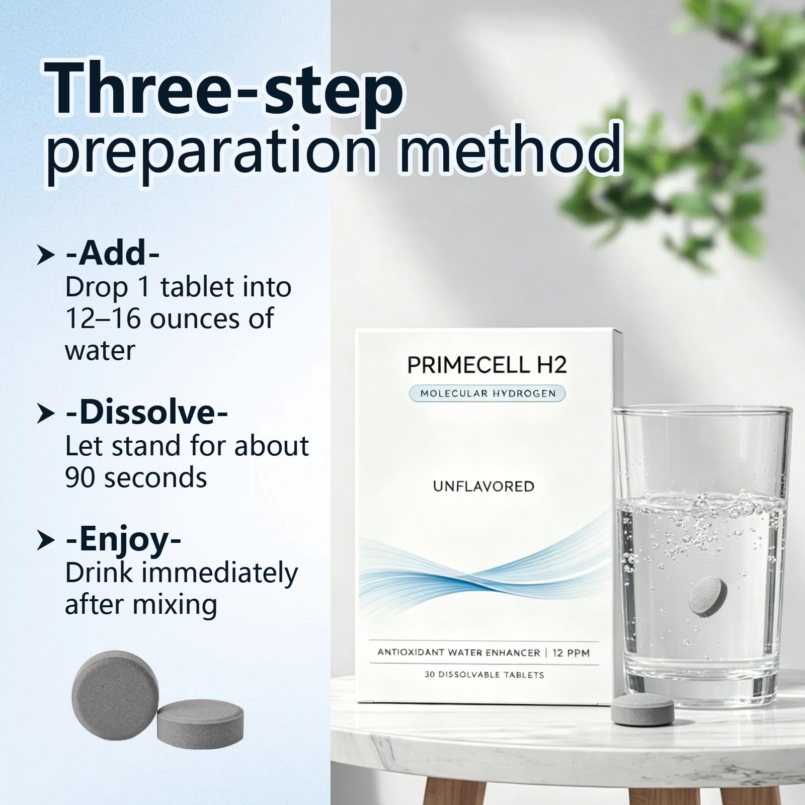 Hydroliv primer plano de textura de tableta, indica fórmula activa mejorada