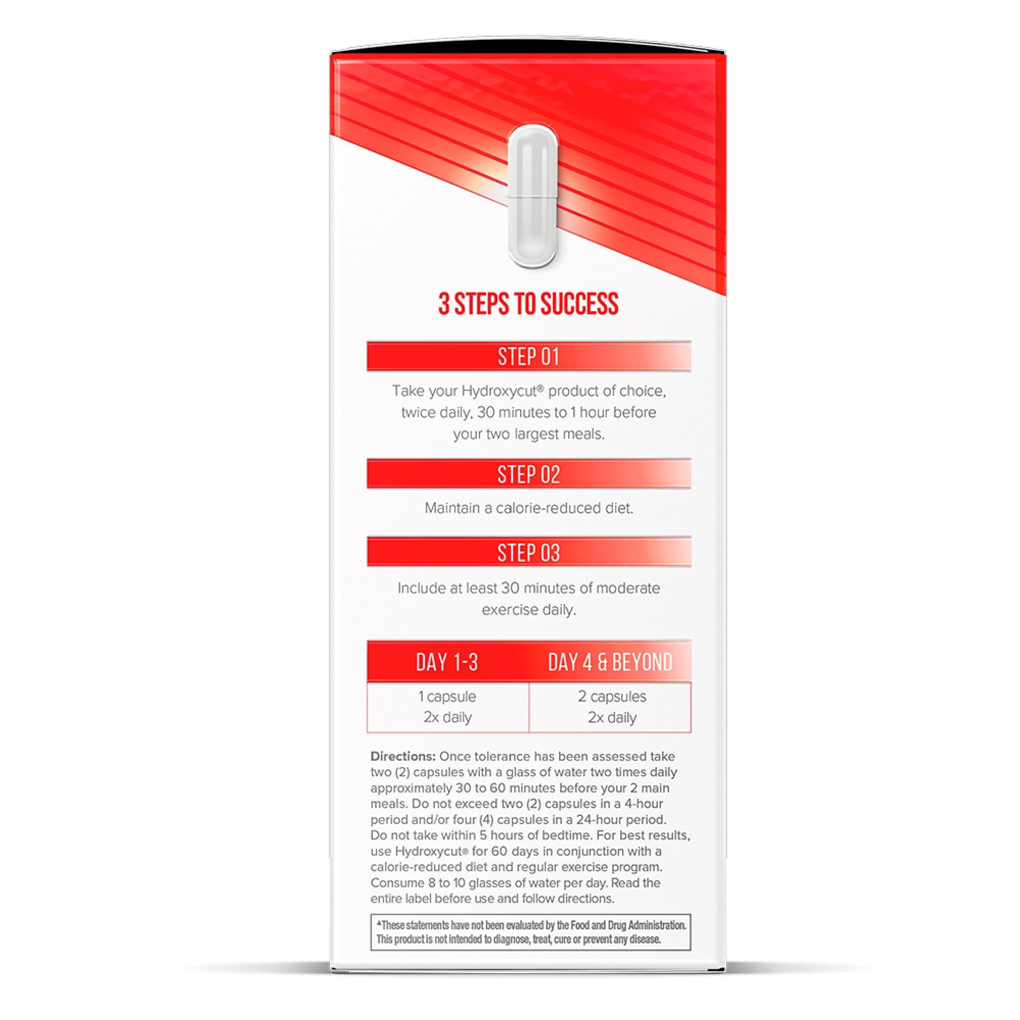 Hydroxycut vista superior del frasco con cápsulas listadas dentro