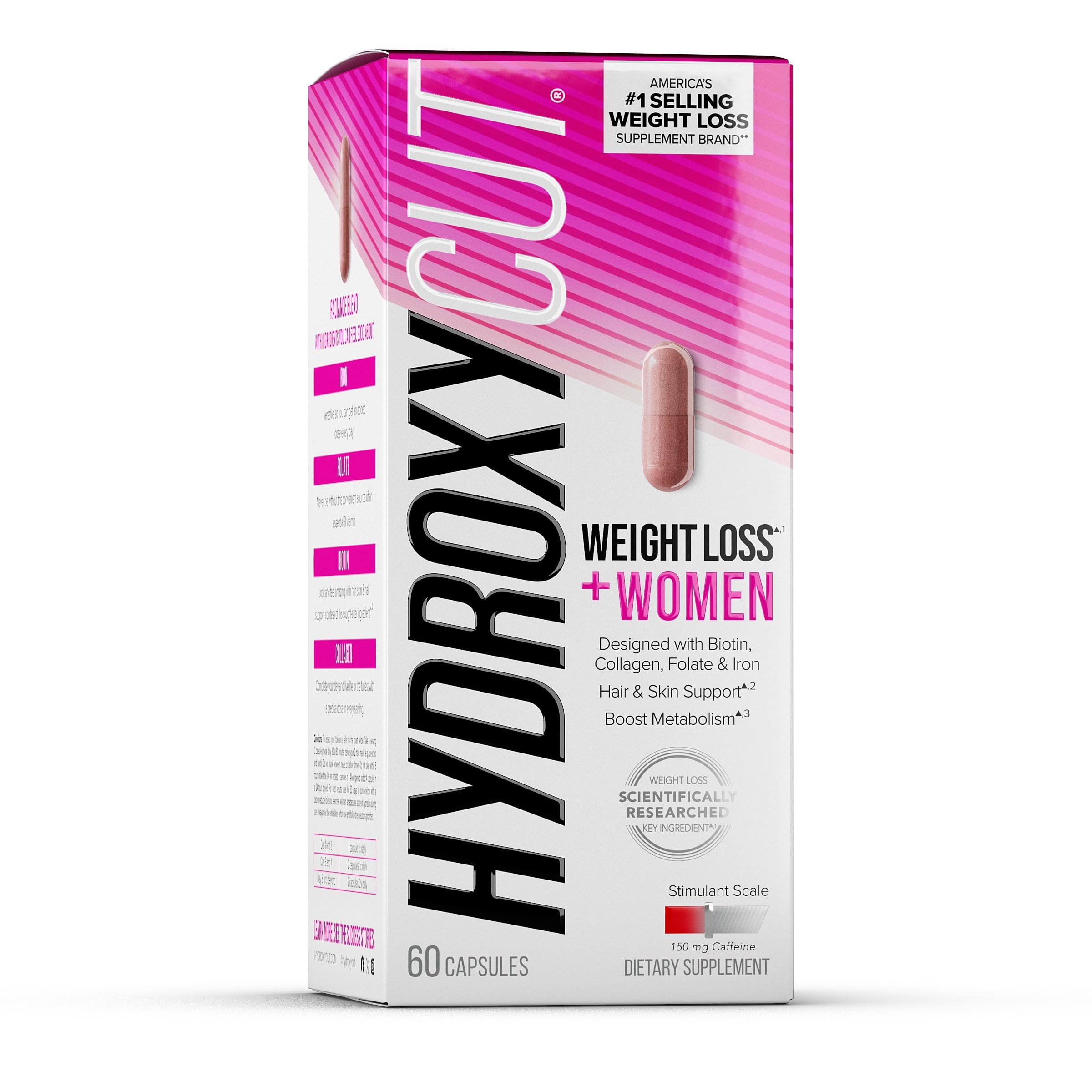 Hydroxycut envase frontal mostrando etiqueta y objetivo energético