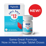 Hyland's detalle de tabletas Silicea 6X disolviéndose, destaca textura y conveniencia