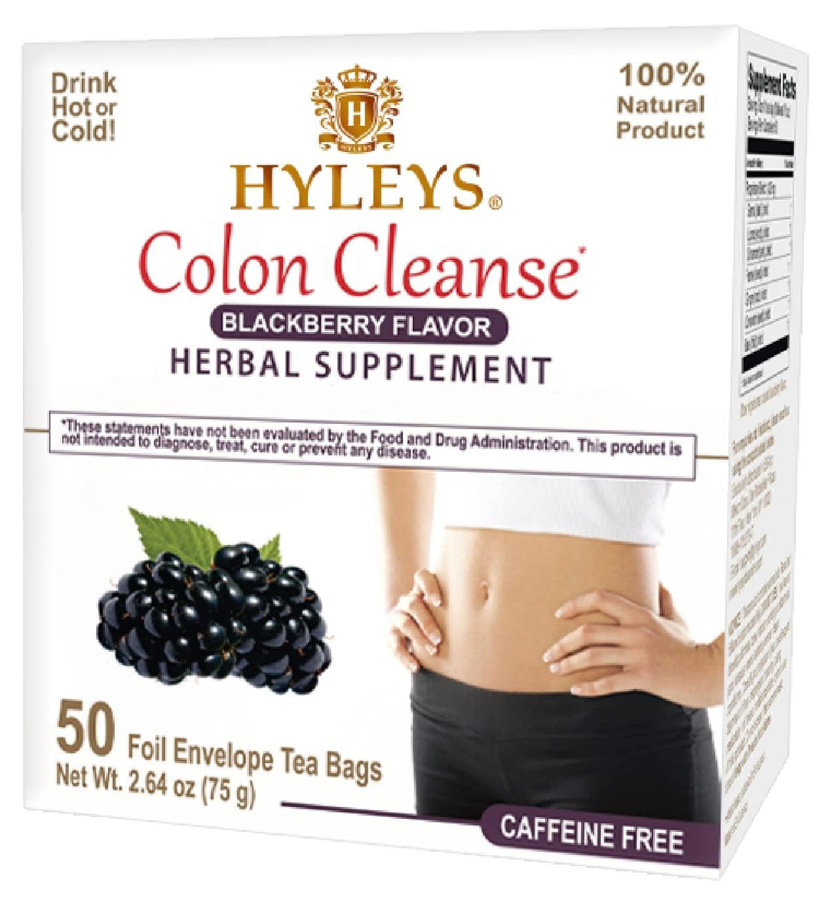 HYLEYS presentación frontal con caja y bolsitas, muestra conveniencia de paquete grande