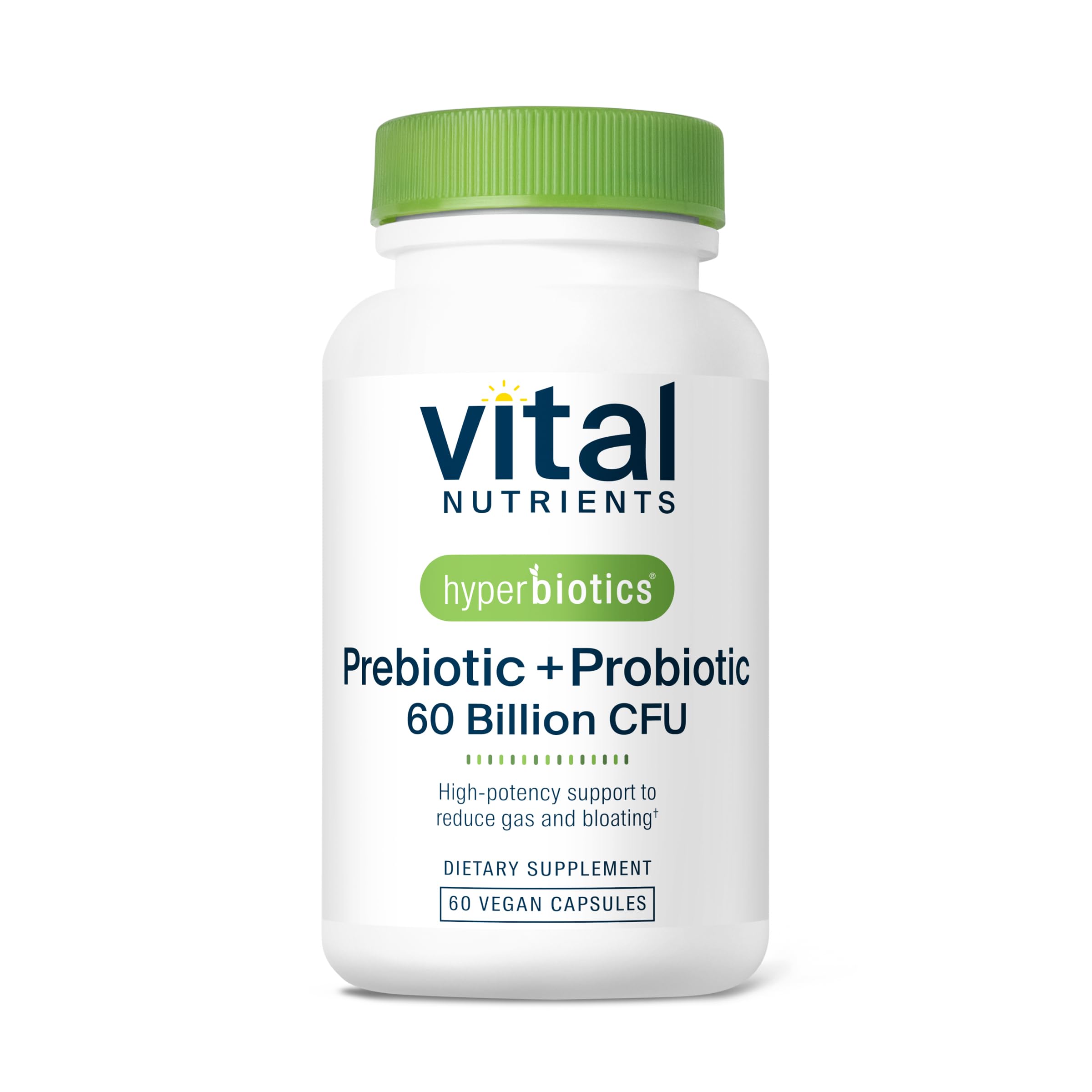 Hyperbiotics envase frontal mostrando etiqueta clara y beneficio digestivo