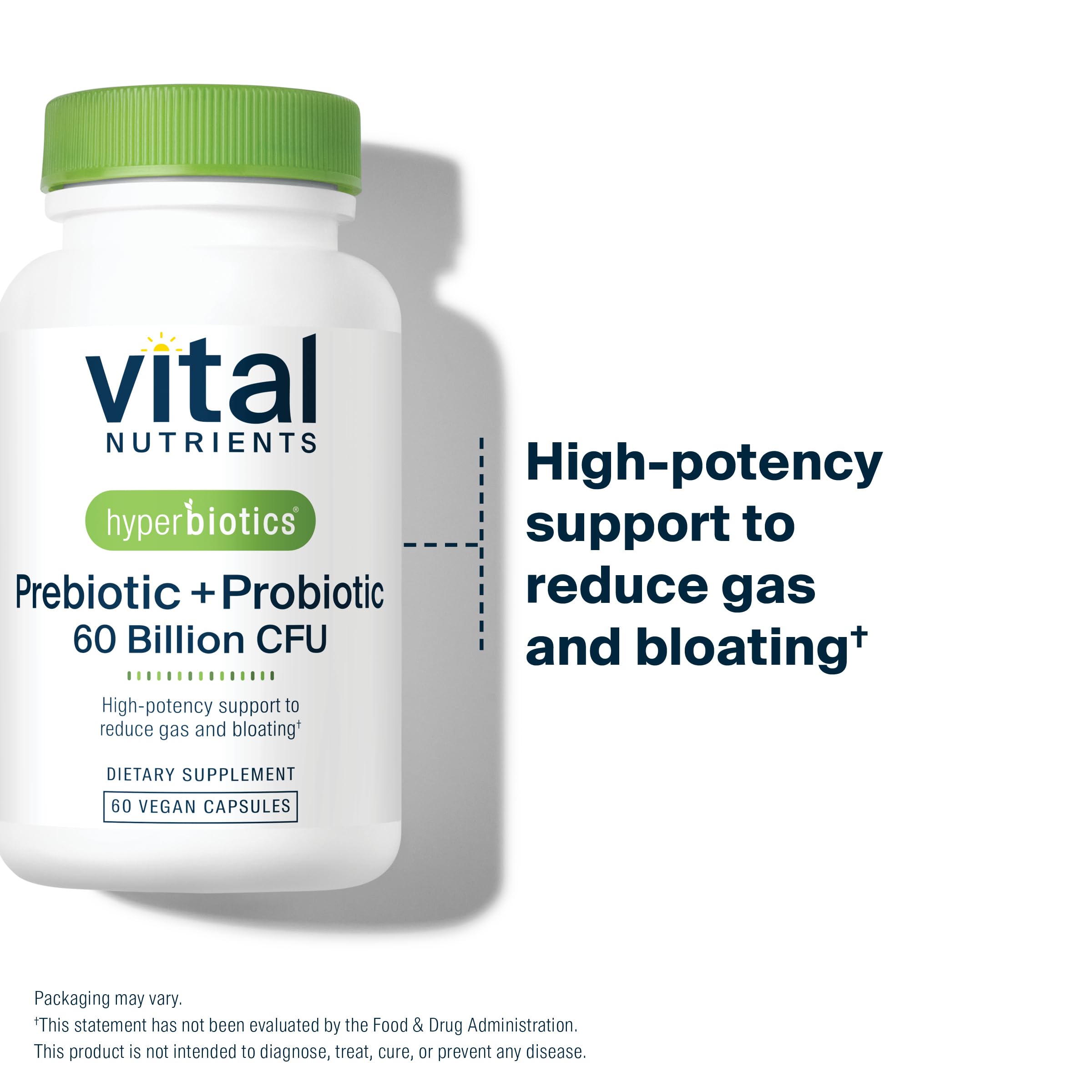 Hyperbiotics etiqueta lateral con lista de cepas y detalles de potencia