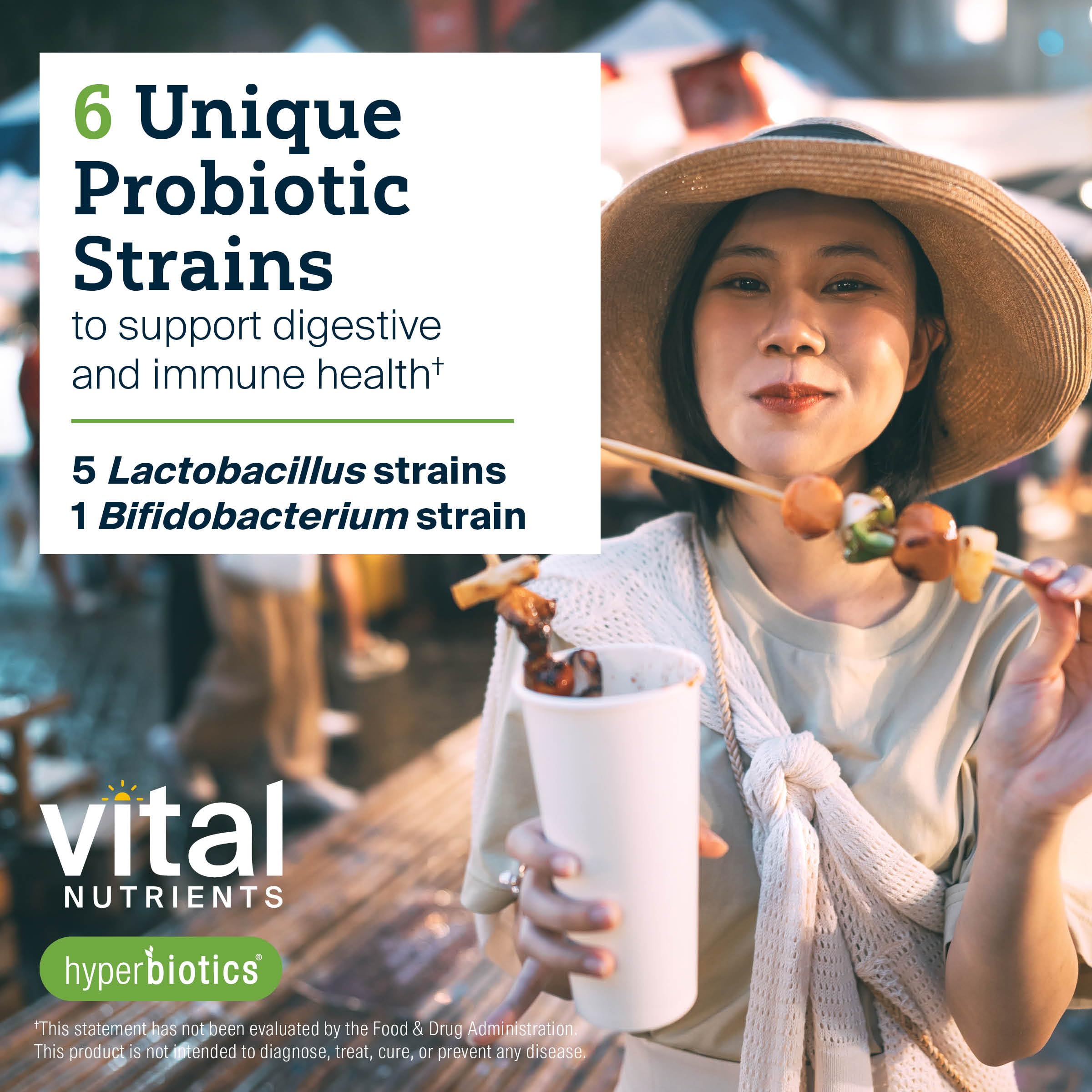 Ingredientes clave Hyperbiotics: cepas Lactobacillus y D-manosa visibles