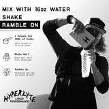HYPERLYTE LIQUID PERFORMANCE paquete en manos para comparar tamaño y portabilidad