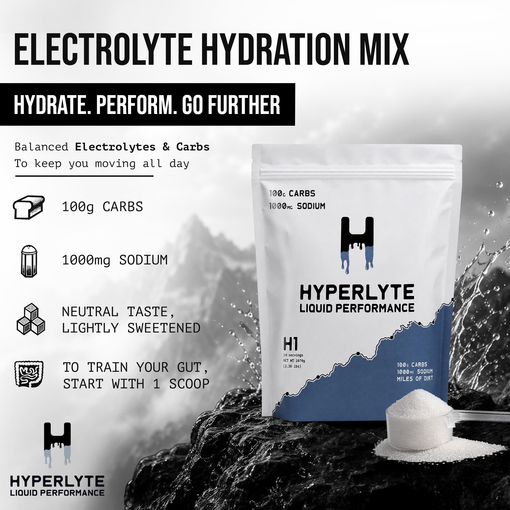 HYPERLYTE LIQUID PERFORMANCE textura del polvo disoluble que facilita mezcla rápida