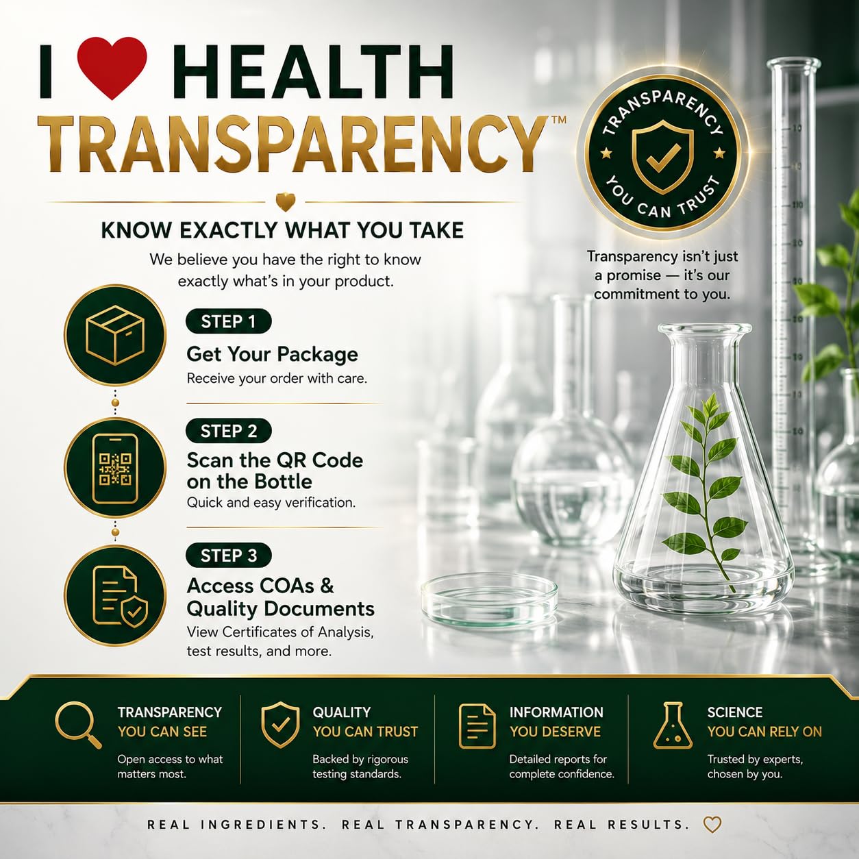 I LOVE HEALTH botella sobre mesa de madera indicando uso cotidiano