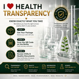 I LOVE HEALTH botella sobre mesa de madera indicando uso cotidiano