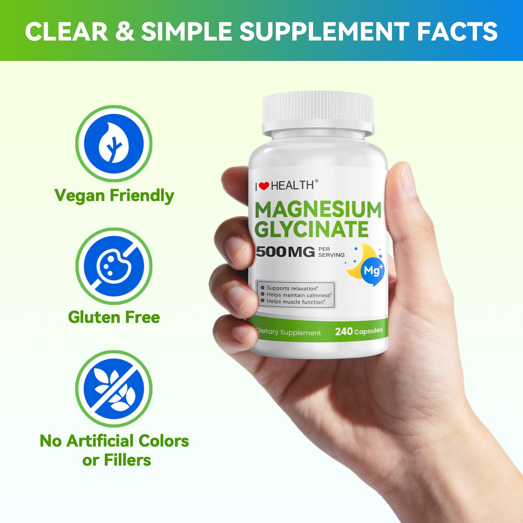 I LOVE HEALTH comparación de tamaño de cápsula para escala y referencia