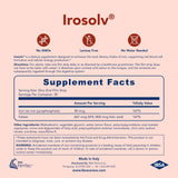 Ibsa Irosolv etiqueta nutricional detallando hierro y ácido fólico