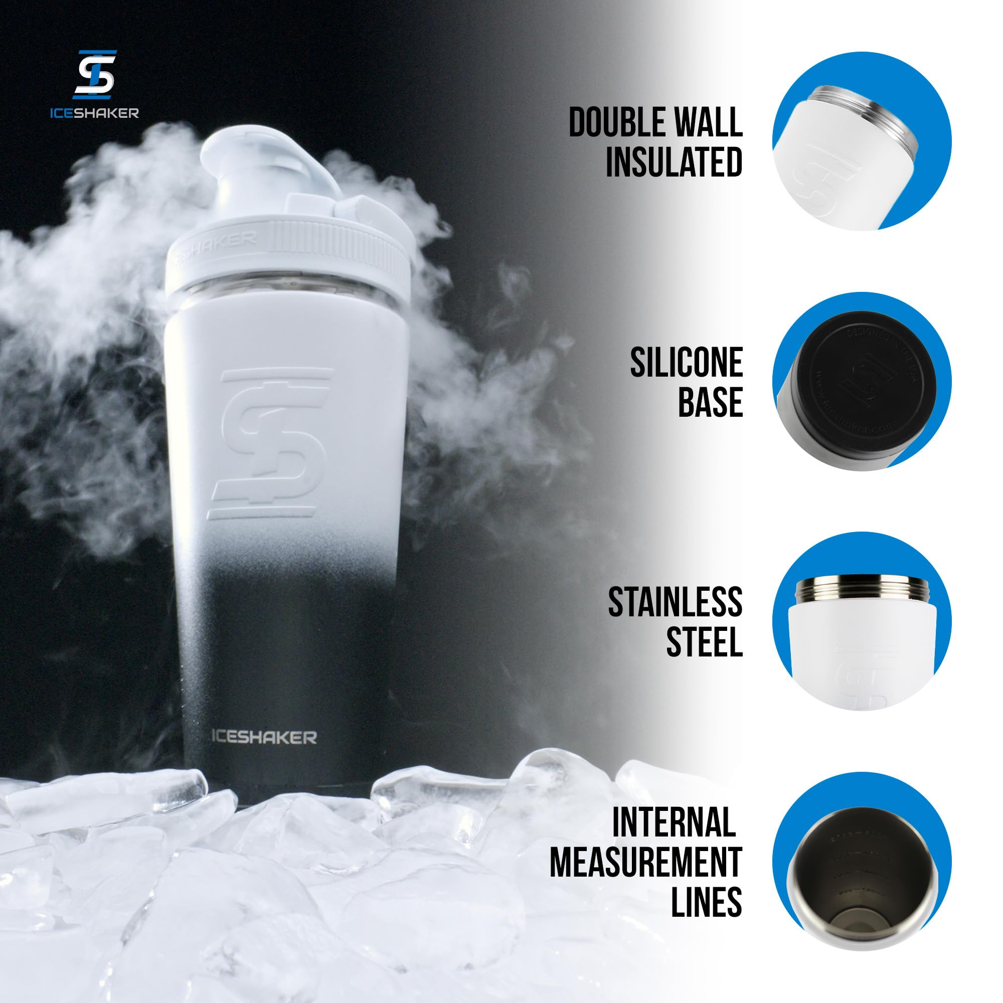 Ice Shaker detalle del agitador roscado que garantiza mezclas sin grumos