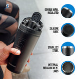 Ice Shaker detalle de la tapadera y rosca resistente, Ice Shaker facilita transporte seguro