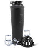 Ice Shaker botella frontal 32oz negro mostrando diseño elegante y ahorro térmico