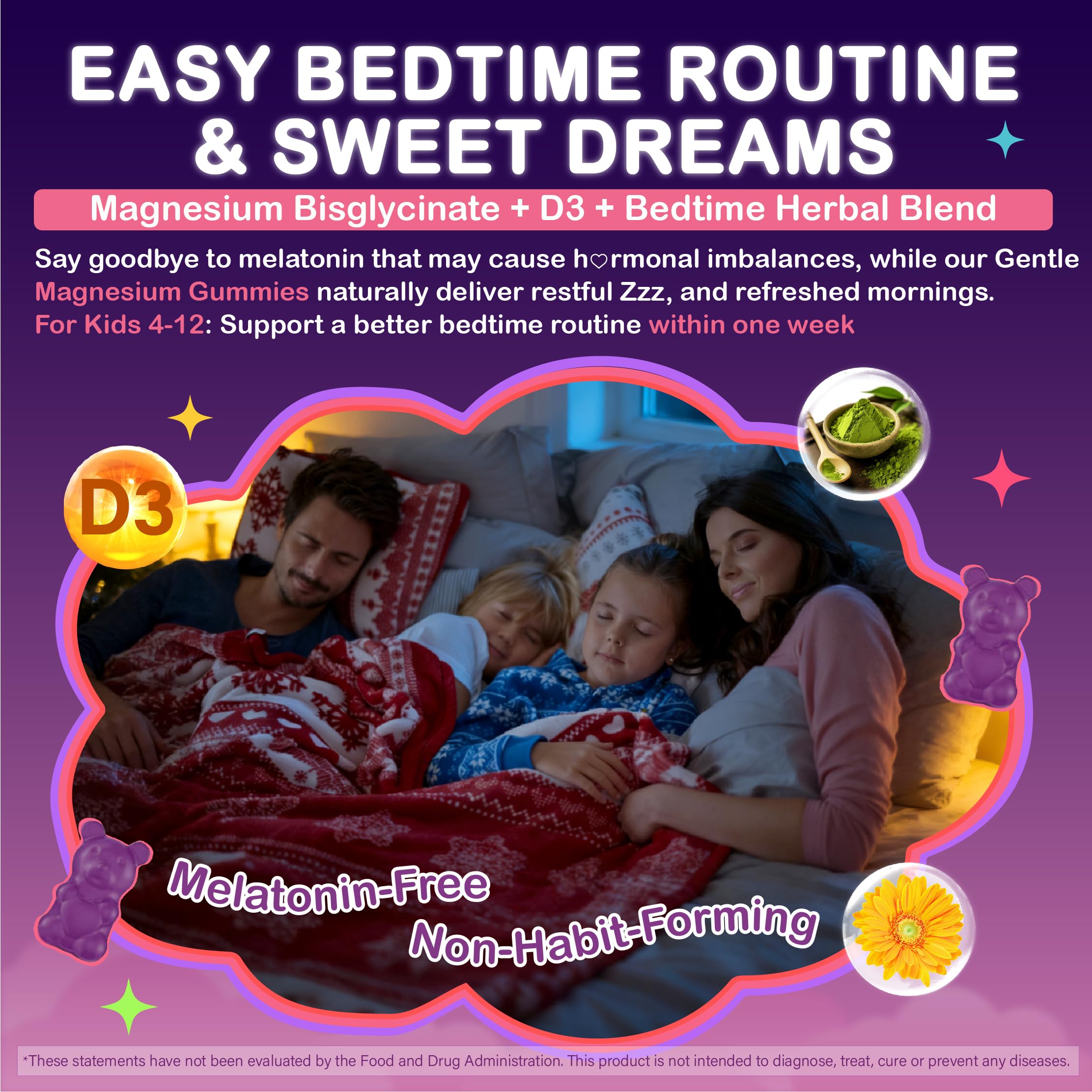 ICKNUTTY gomitas junto a pijama, sugiere rutina de sueño infantil