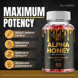 IDEAL PERFORMANCE Alpha Honey gomita en mano mostrando tamaño real y portabilidad