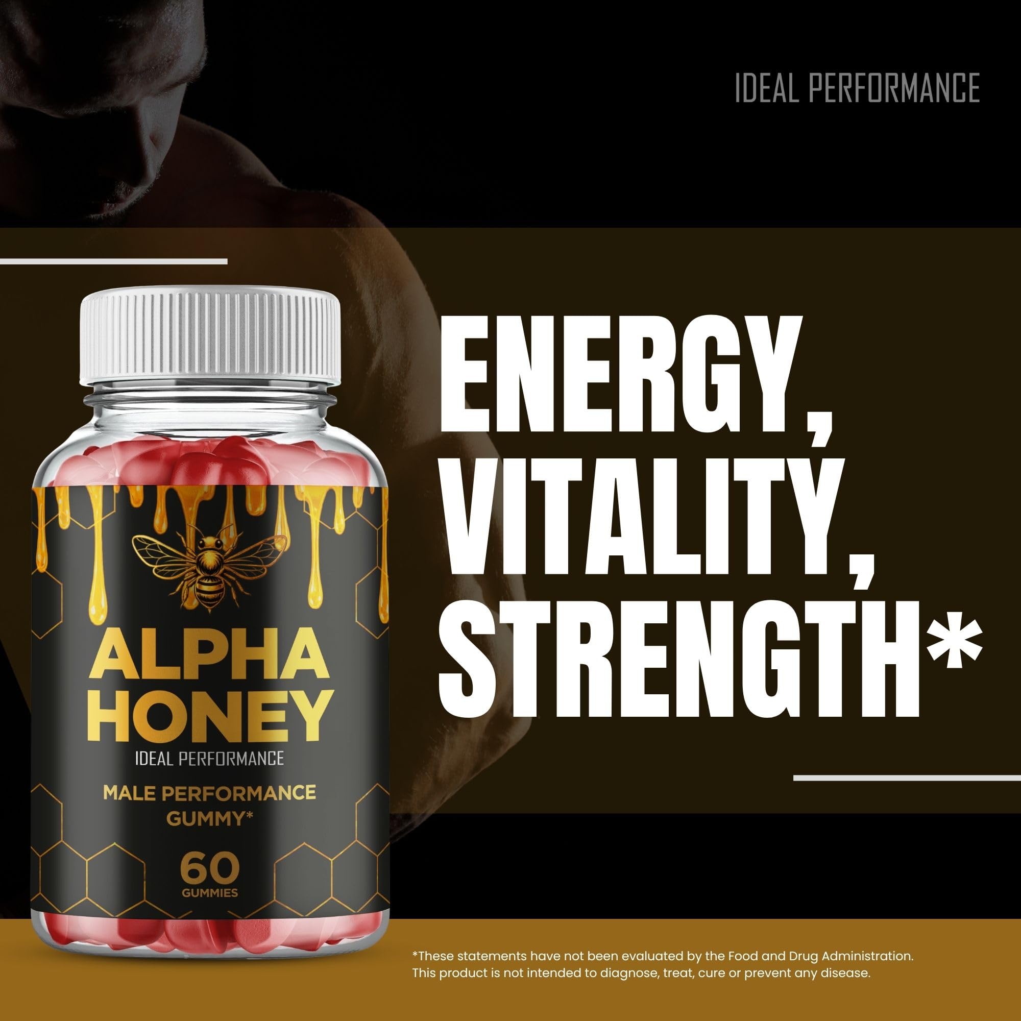 IDEAL PERFORMANCE Alpha Honey gomitas antes de entrenar, apoyo práctico para energía