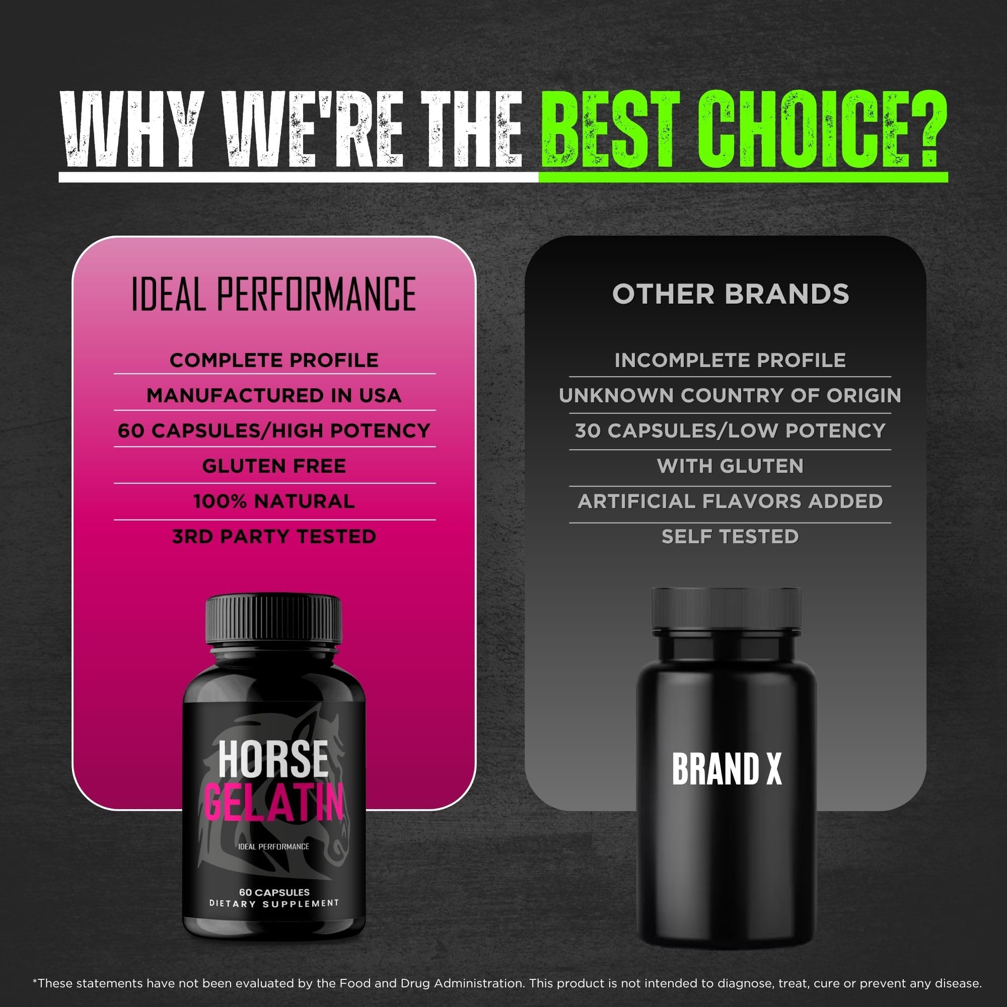 IDEAL PERFORMANCE frasco junto a una regla para comparar el tamaño
