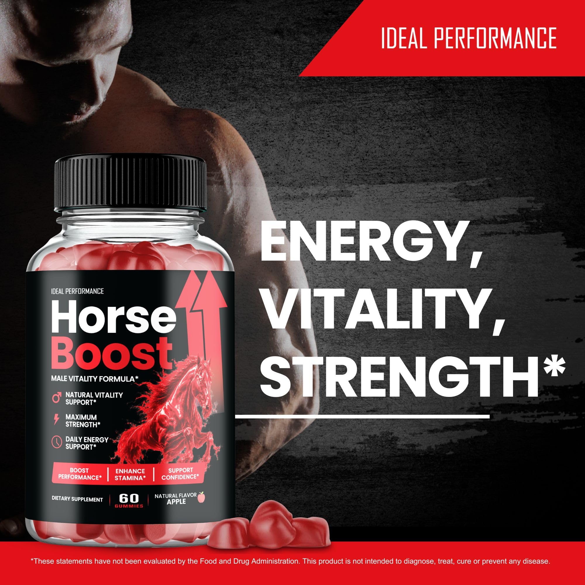 IDEAL PERFORMANCE Horse Boost comparación de tamaño para apreciar la porción real