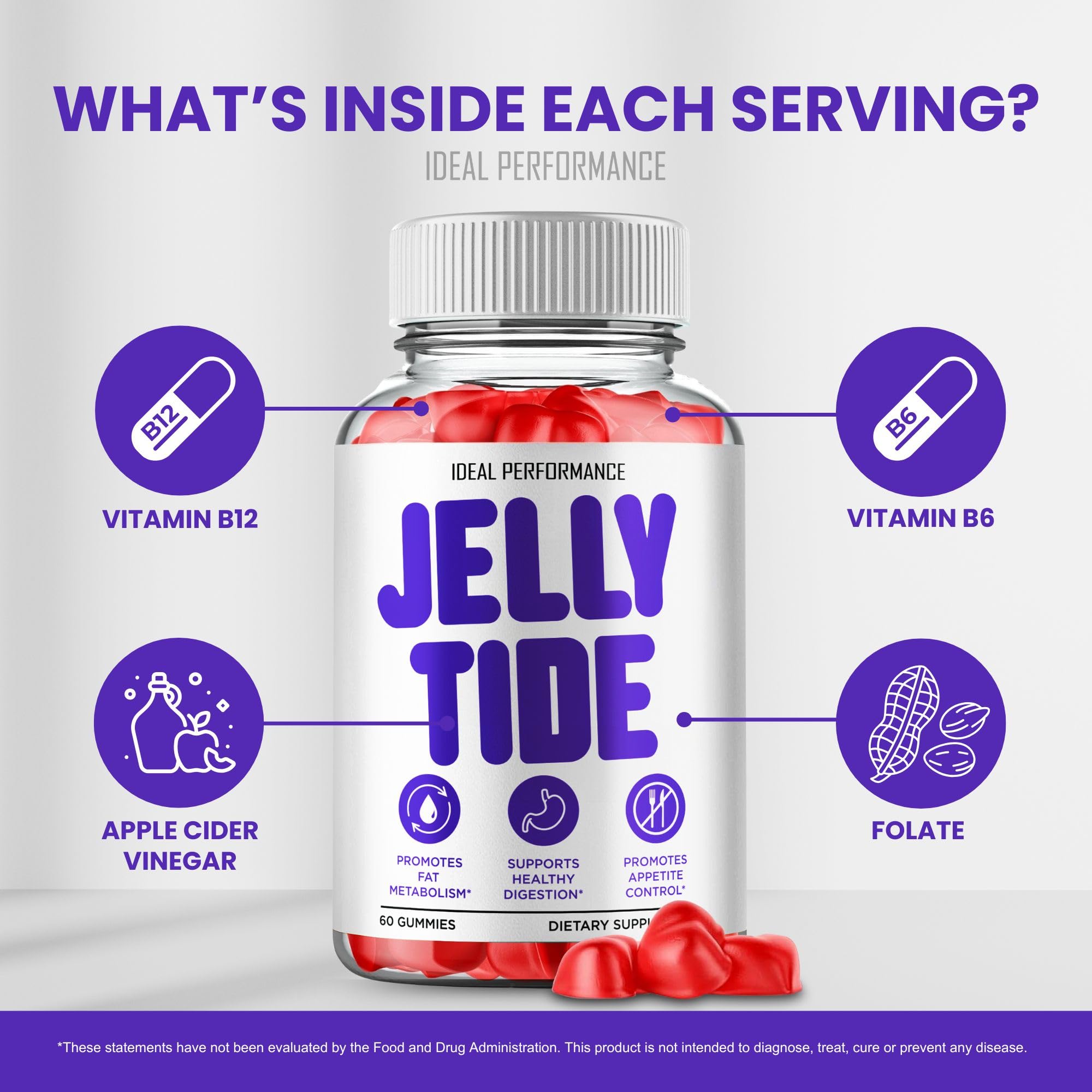 IDEAL PERFORMANCE Jelly Tide etiqueta de ingredientes legible y beneficios generales
