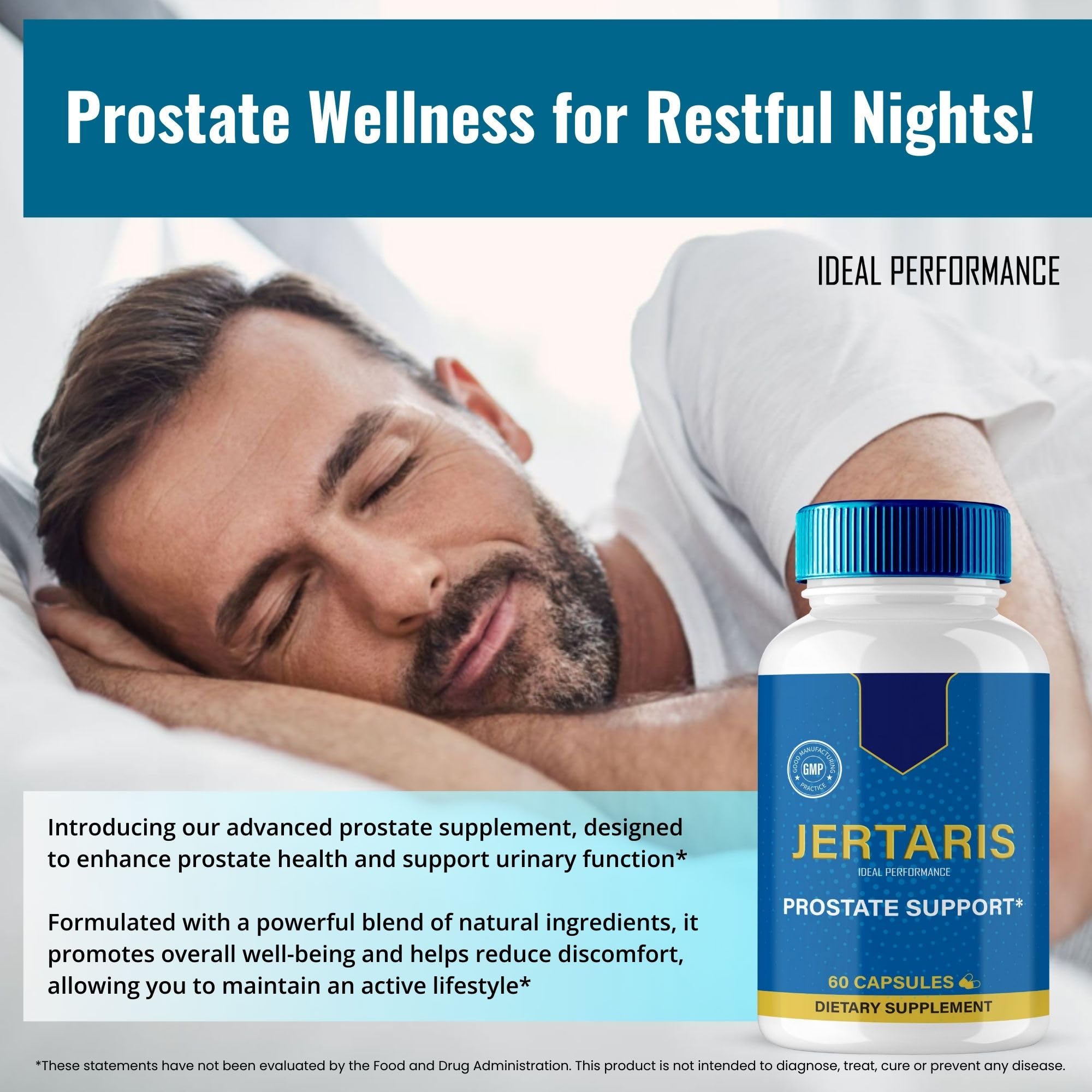IDEAL PERFORMANCE Jertaris etiqueta con lista de ingredientes y beneficios visuales