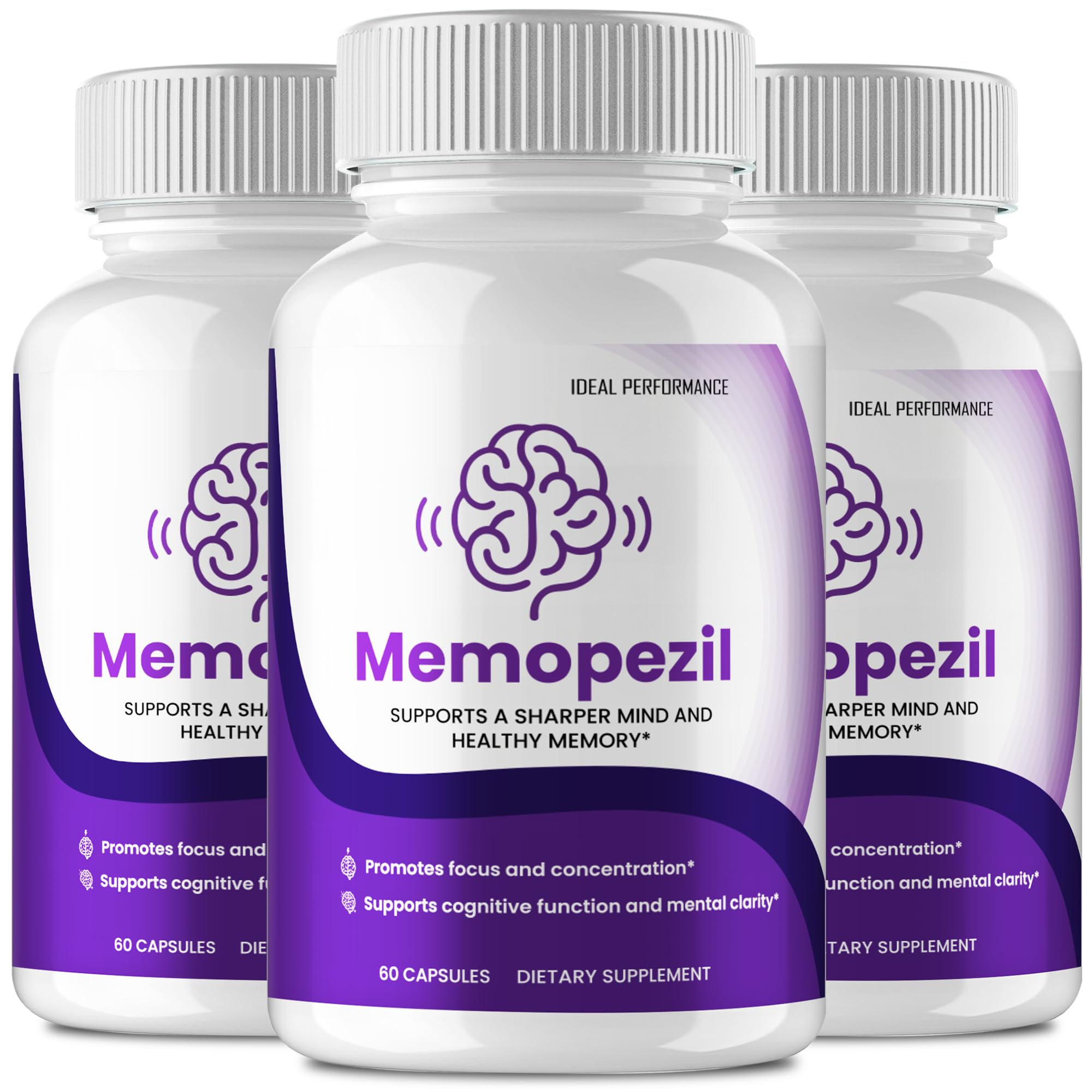 IDEAL PERFORMANCE envase frontal de Memopezil mostrando etiqueta clara y beneficios