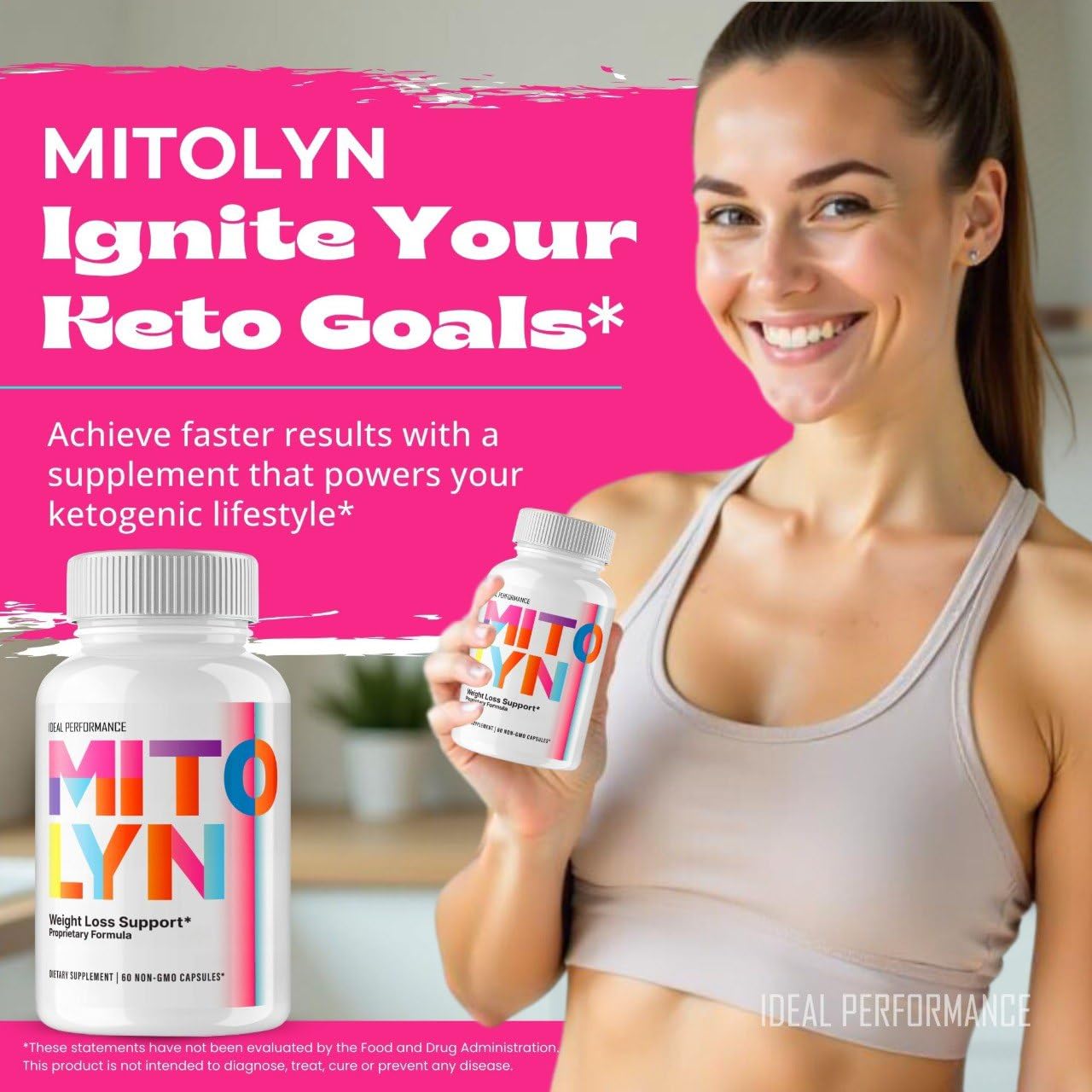 IDEAL PERFORMANCE Mitolyn cápsula textura enfocada en calidad de formulación