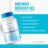 IDEAL PERFORMANCE Neuro Boost IQ cápsulas apiladas mostrando textura y fácil ingestión