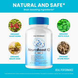 IDEAL PERFORMANCE Neuro Boost IQ cápsula junto a vaso de agua sugiriendo toma diaria cómoda