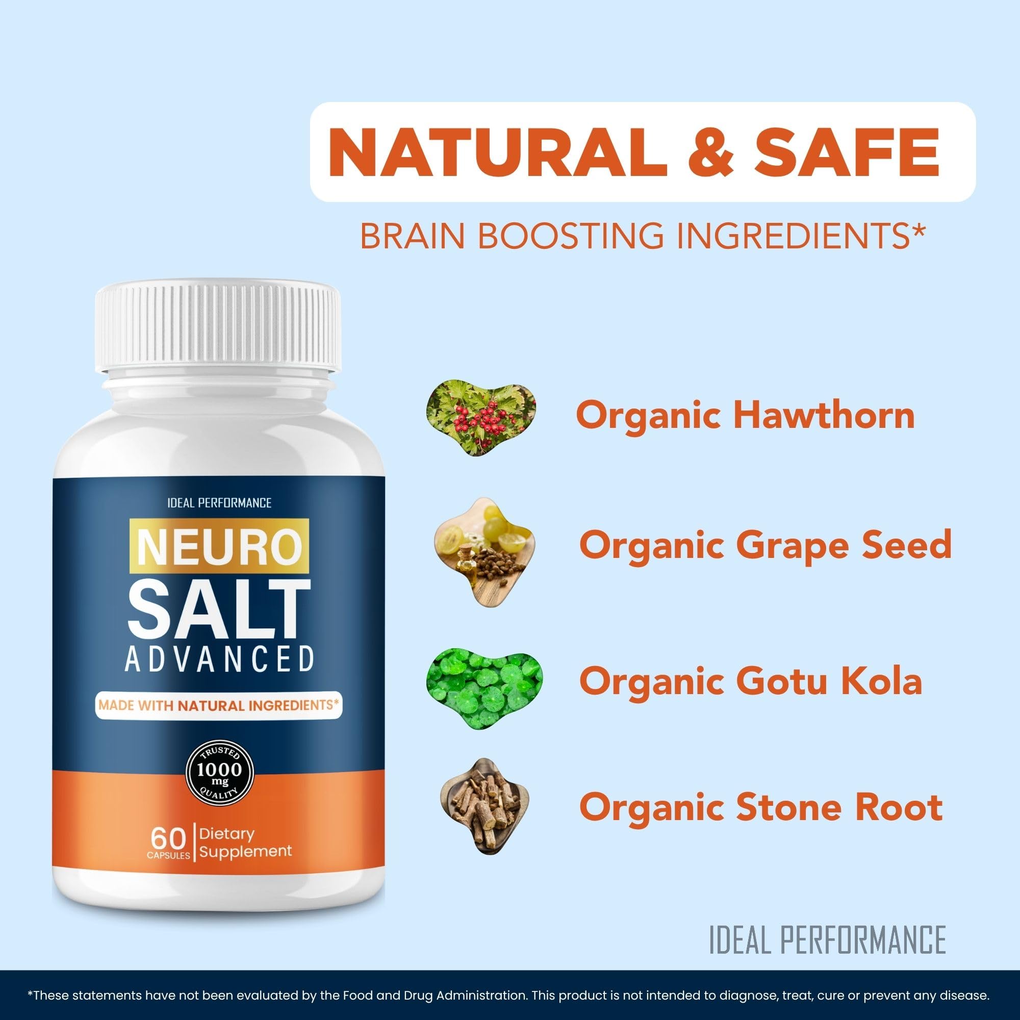 IDEAL PERFORMANCE Neuro Salt etiqueta nutricional enfocada en ingredientes clave