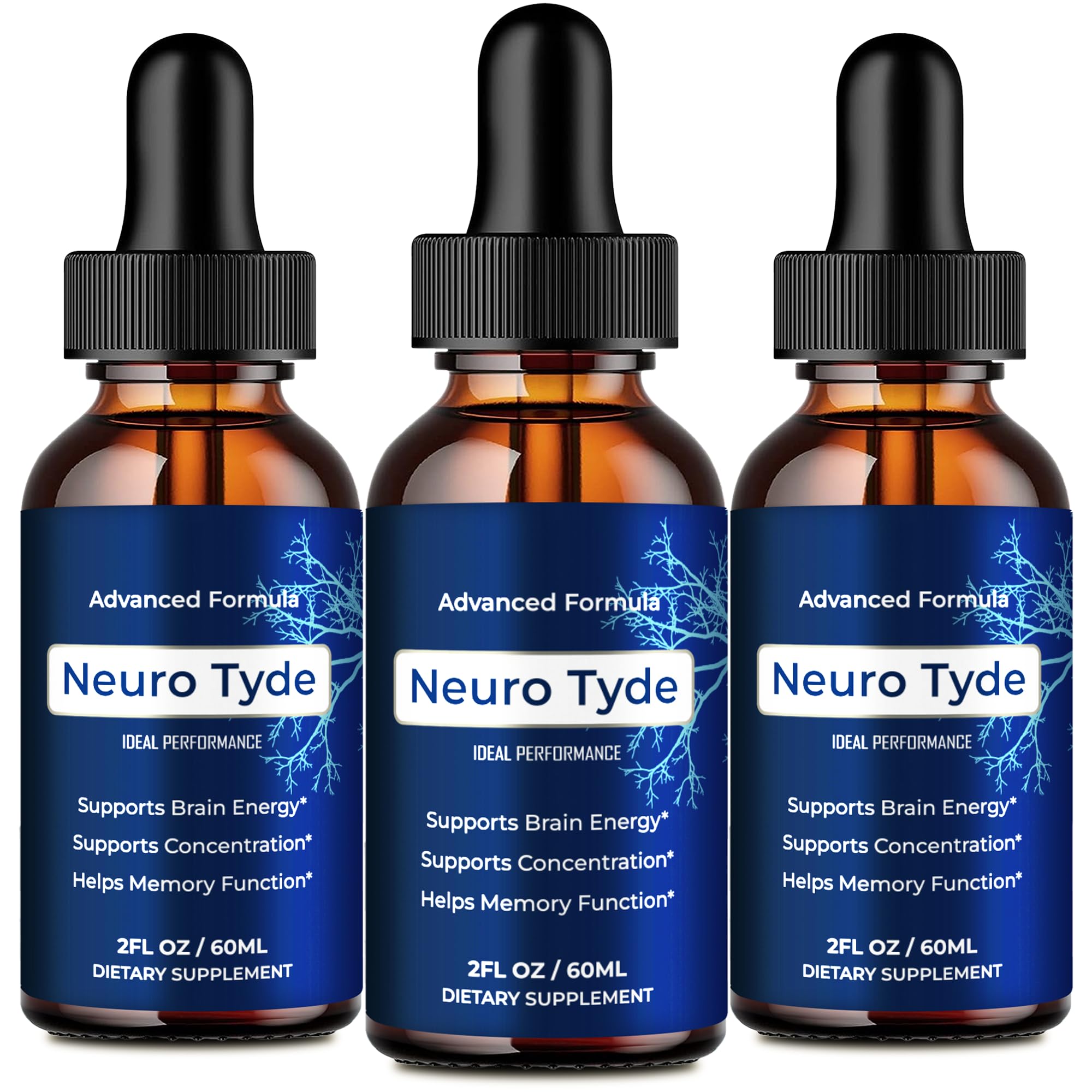 IDEAL PERFORMANCE NeuroTyde frasco frontal mostrando el pack y la conveniencia