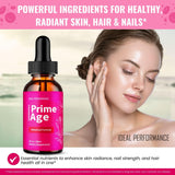 IDEAL PERFORMANCE Prime Age Drops etiqueta con lista de ingredientes naturales y beneficios clarificados
