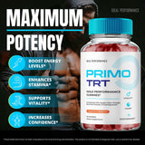 IDEAL PERFORMANCE Primo TRT Gummies gominola en mano mostrando escala y facilidad de consumo