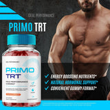 IDEAL PERFORMANCE Primo TRT Gummies atleta tomando una gominola tras el entrenamiento
