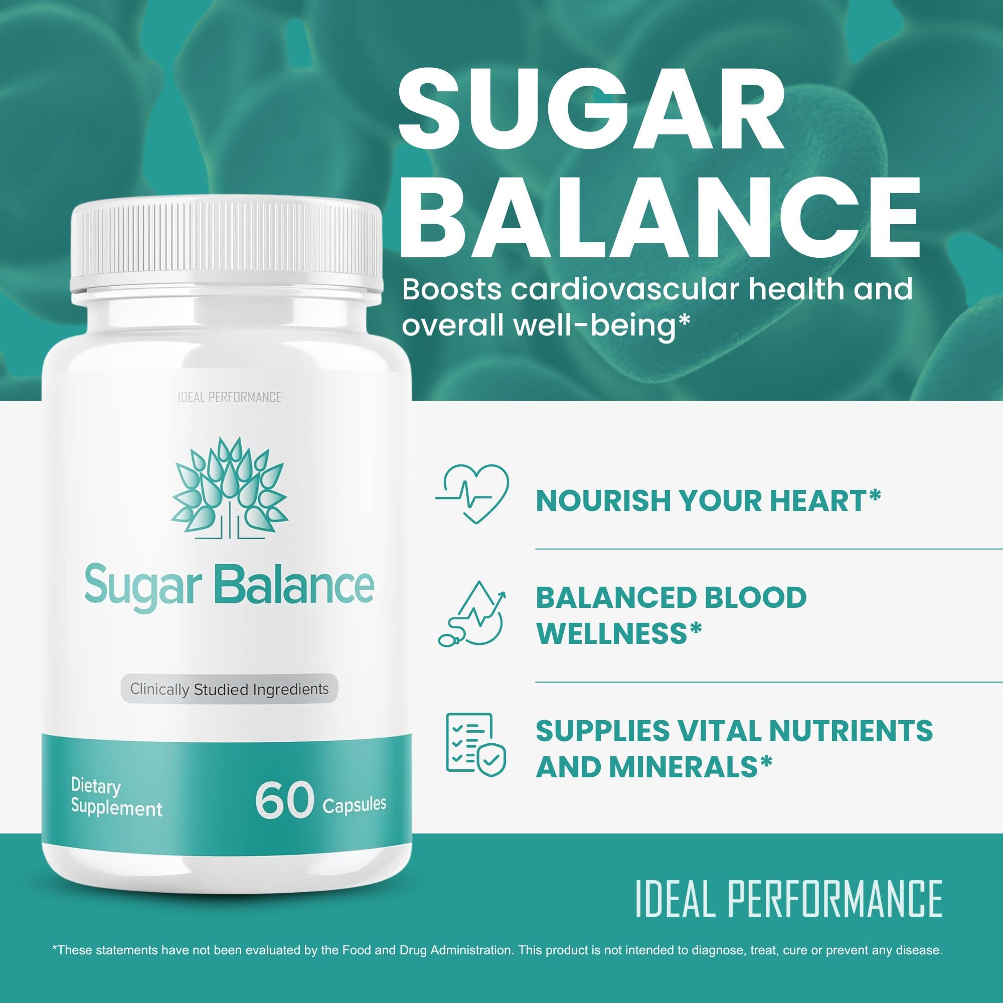 IDEAL PERFORMANCE caja abierta con cápsulas de SugarBalance Max y sello de seguridad