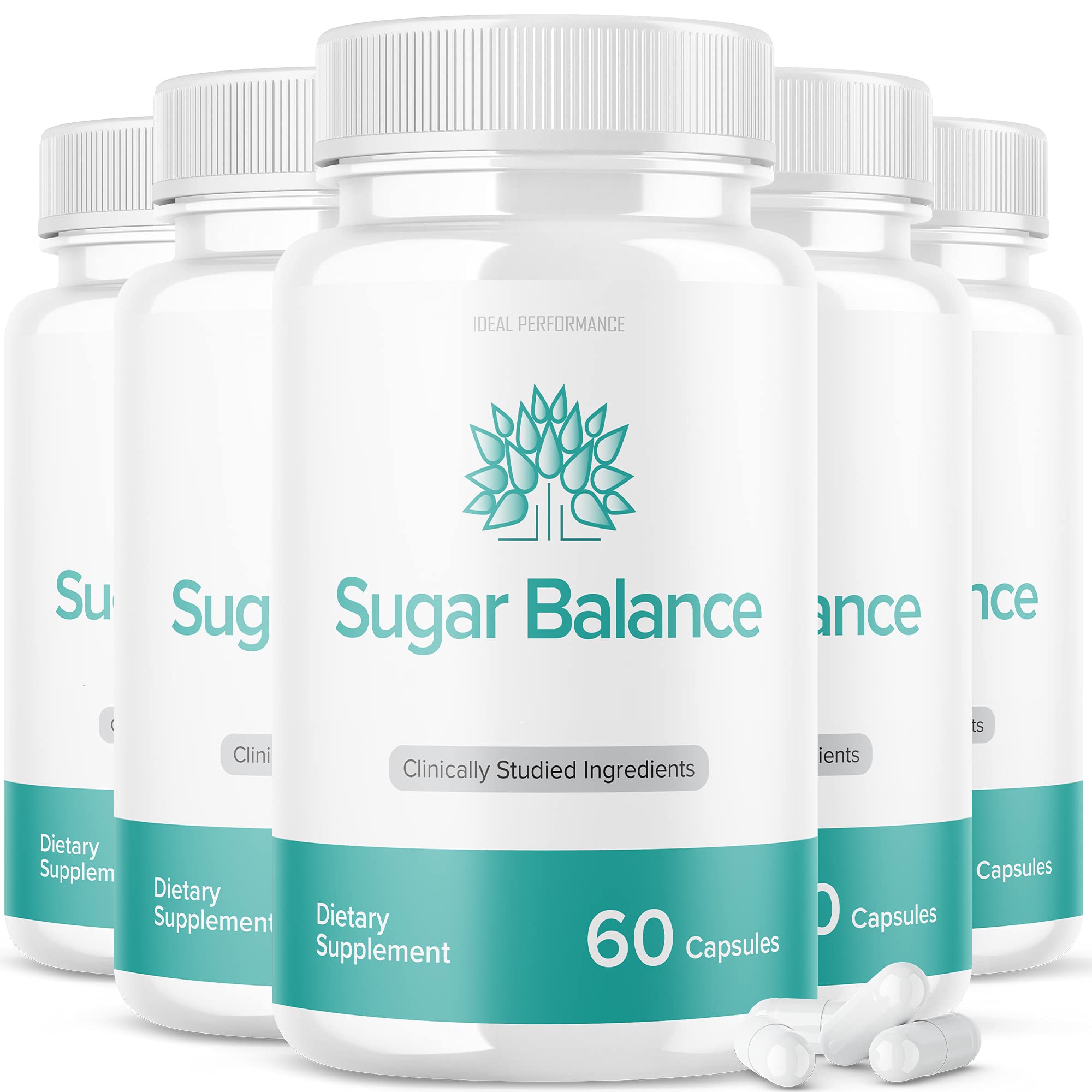 IDEAL PERFORMANCE frasco frontal de SugarBalance Max mostrando diseño y cantidad
