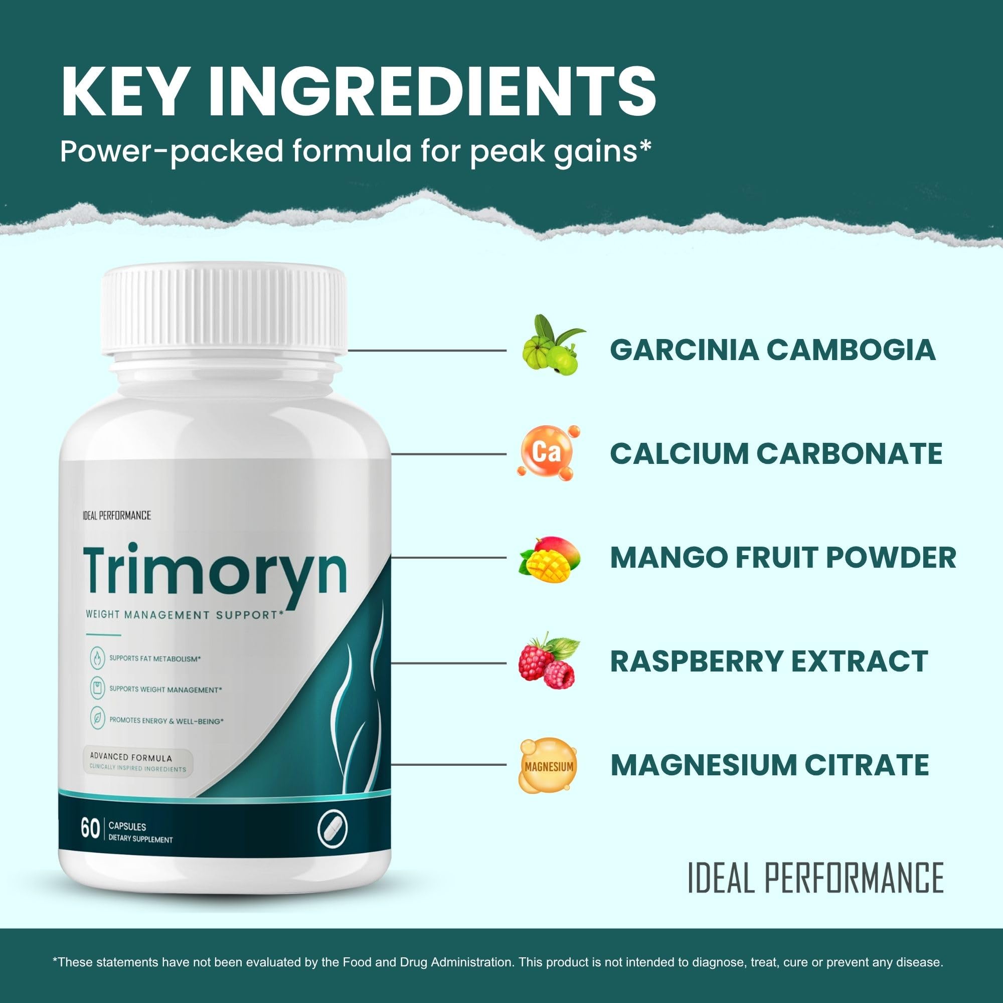 IDEAL PERFORMANCE envase Trimoryn vista lateral que destaca conservación del producto